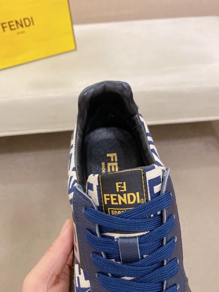 Fendi Calfskin Leather Loafers in Navy White Monogram