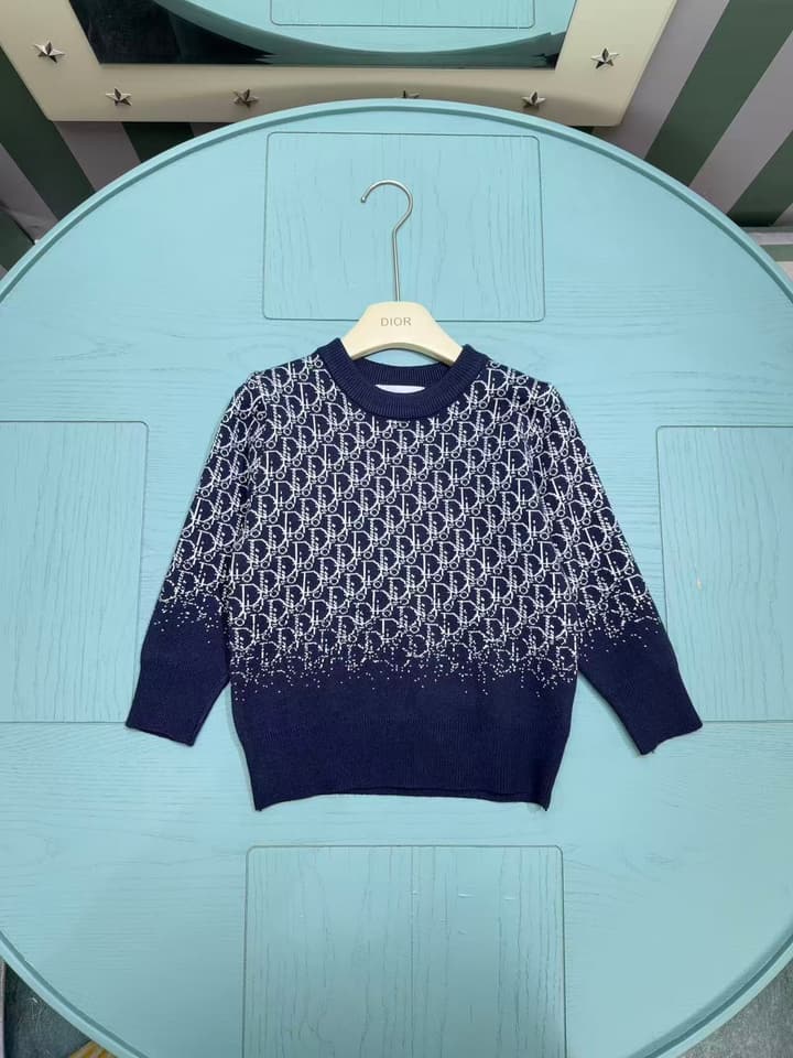 Dior Kids Classic Striped Knitted Sweater – 2025SS in Navy Monogram Fade