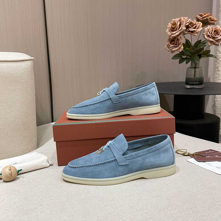 Loro Piana Summer Charms Walk Moccasin Loafers in Bright Orange Leather