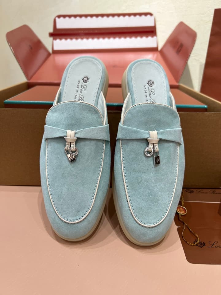 Loro Piana Women's Mules in Aqua Blue Suede