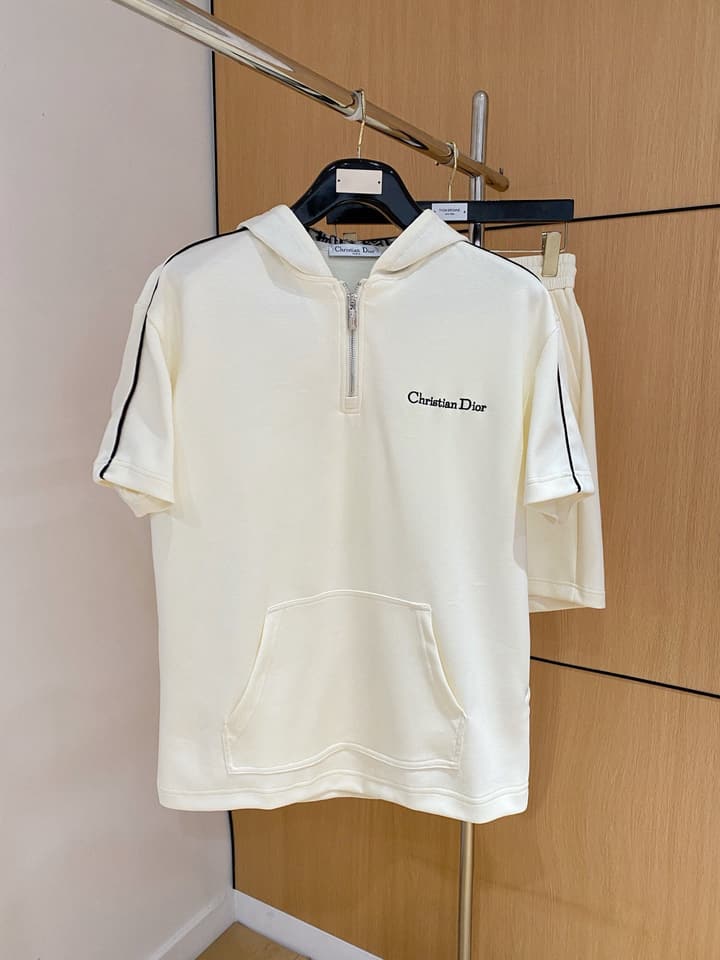 Dior Classic Air Layer T-Shirt and Shorts Set – 2026 Summer Collection in Black Crewneck Oblique Stripe