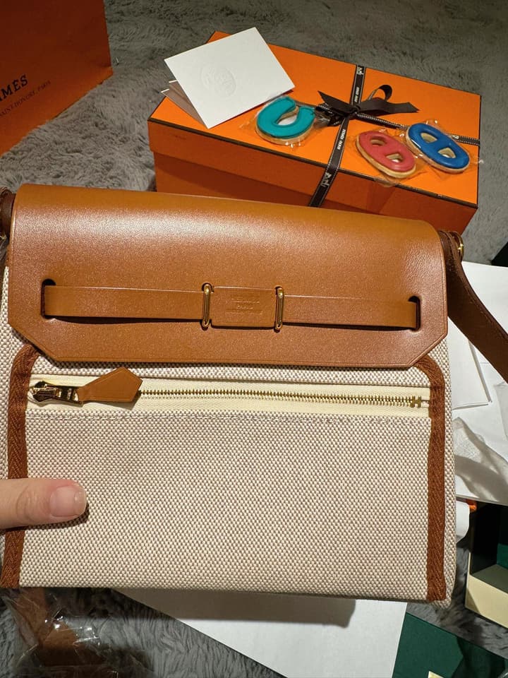 Hermès Herbag 20 Mini Canvas Woven Handbag