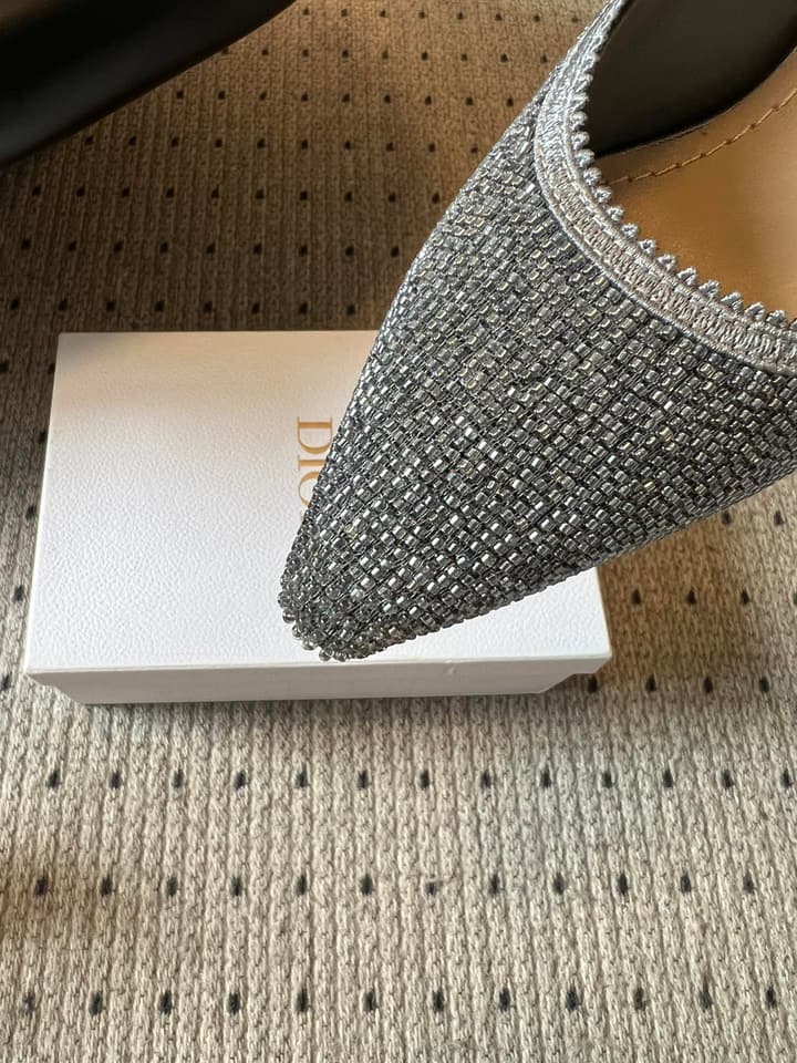 Dior J'Adior Dior Or Embroidered Slingback Heels in Black Smooth