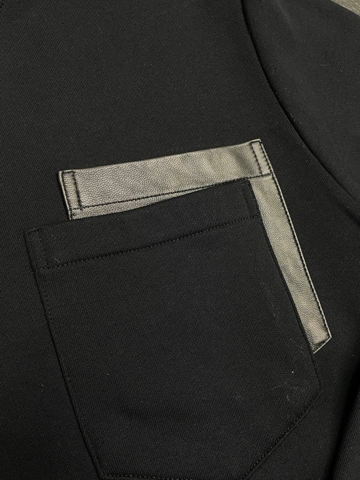 Hermès Men's Premium Casual Sweatshirt in Dark Grey/black With Flap Pocket