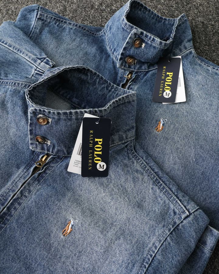 Ralph Lauren Washed Denim Jacket – 2025 Fall Collection in Classic Blue Denim