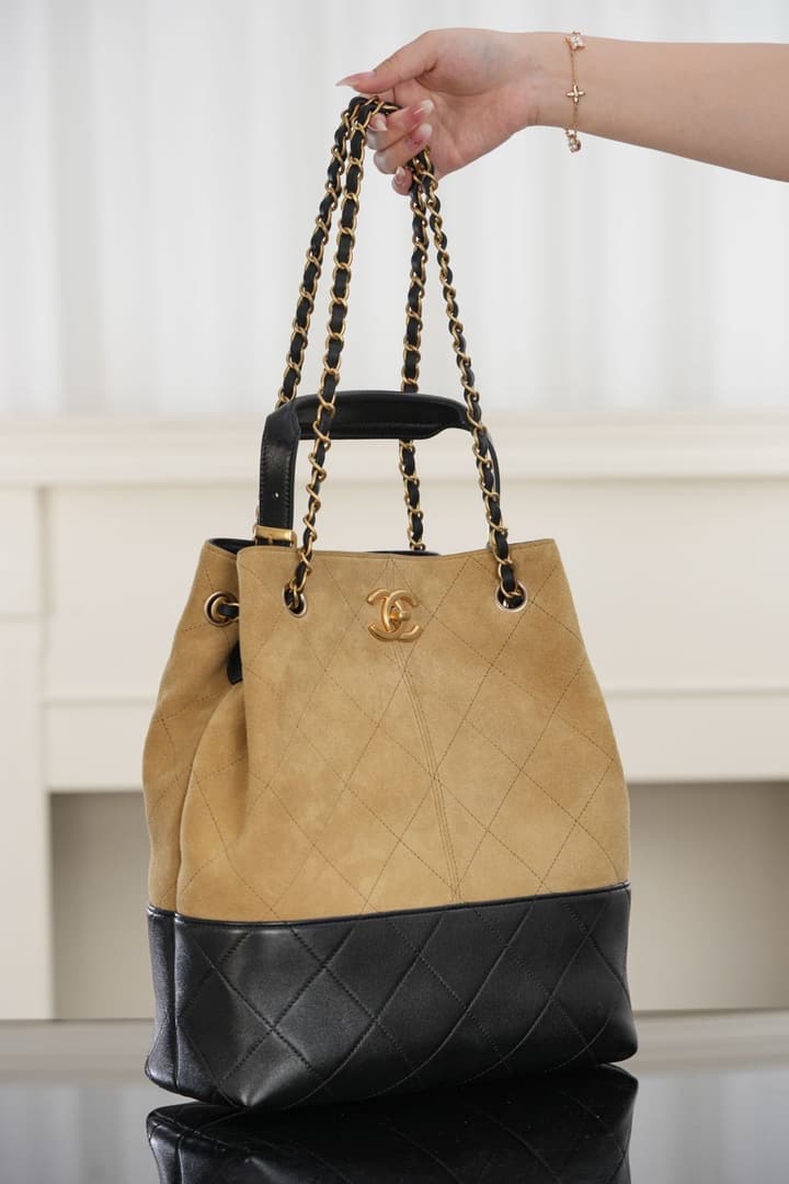 Chanel 25A Suede Apricot Bucket Bag – 25A Collection