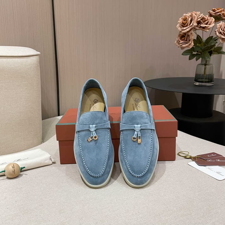 Loro Piana Summer Charms Walk Moccasin Loafers in Bright Orange Leather