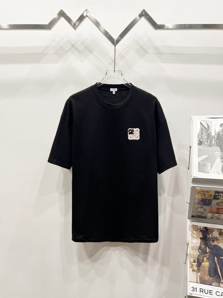 Loewe Classic Minimalist Logo Embroidered T-Shirt in Classic Black