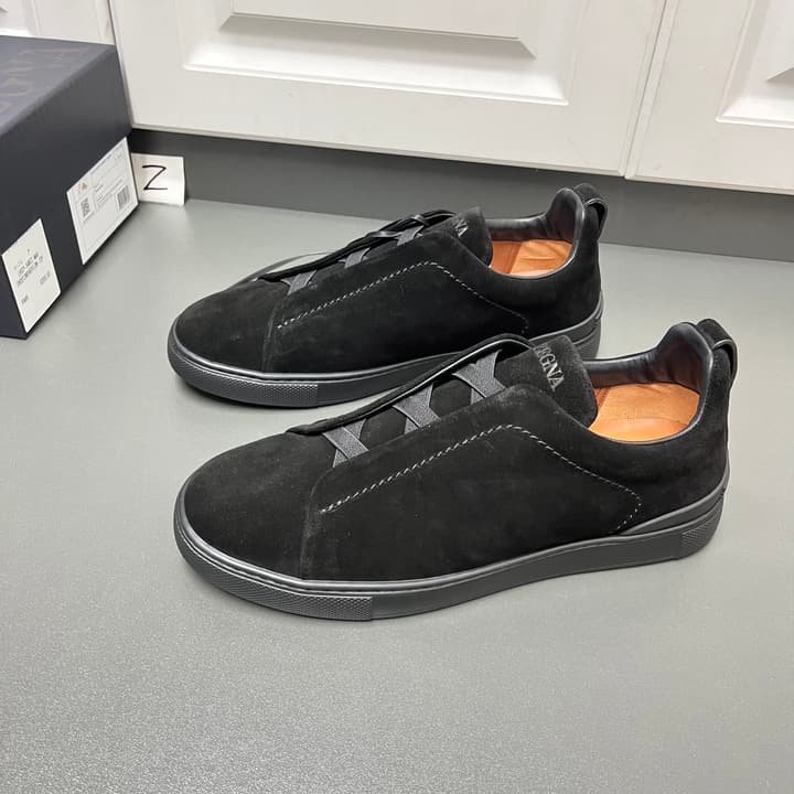 Zegna Triple Stitch Suede Low-Top Sneakers