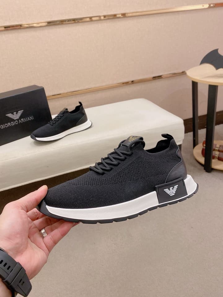 Armani Official Synchronized Knit Sneakers in Dark Grey Knit