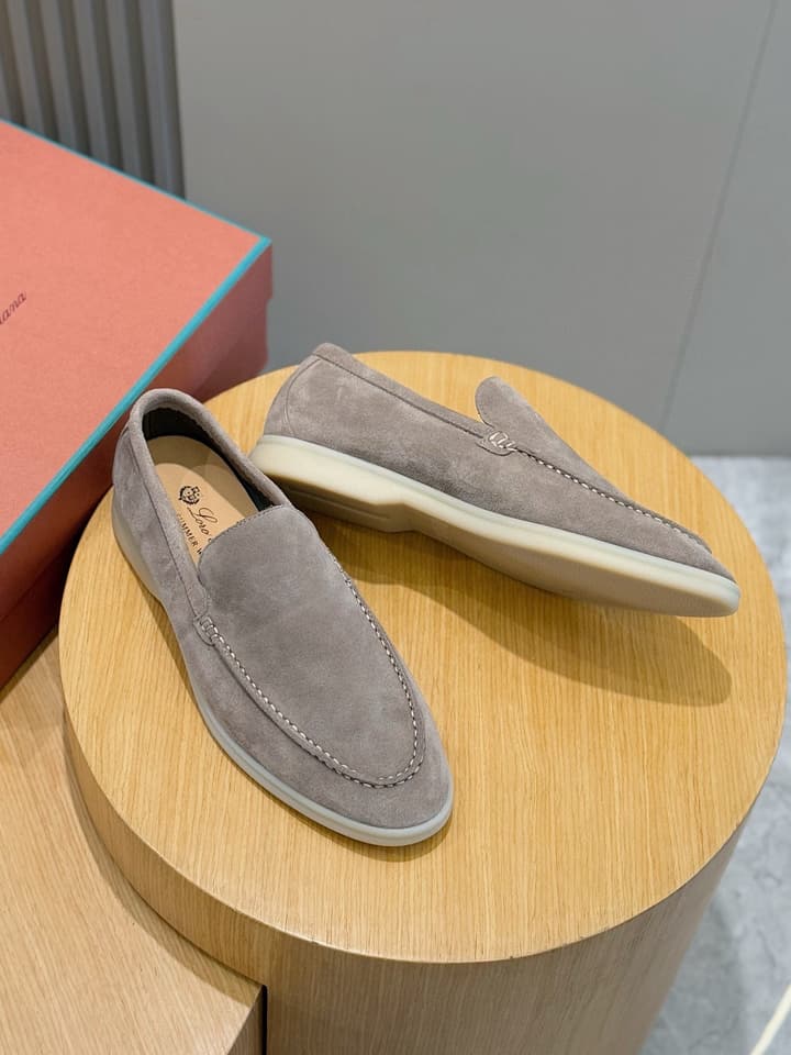 Loro Piana Italian Handmade Suede Driving Shoes in Black Suede