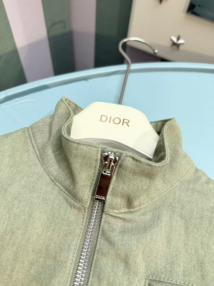 Dior Kids Two-Piece Outfit Set – Jacket and Washed Denim – 2025SS – Kids Collection in Light Sage Green Set
