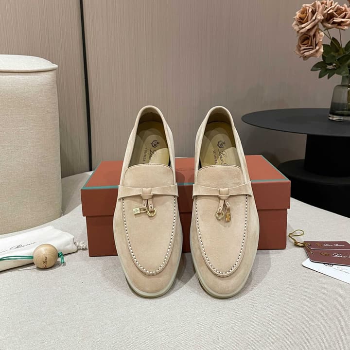 Loro Piana Summer Charms Walk Moccasin Loafers in Black Leather