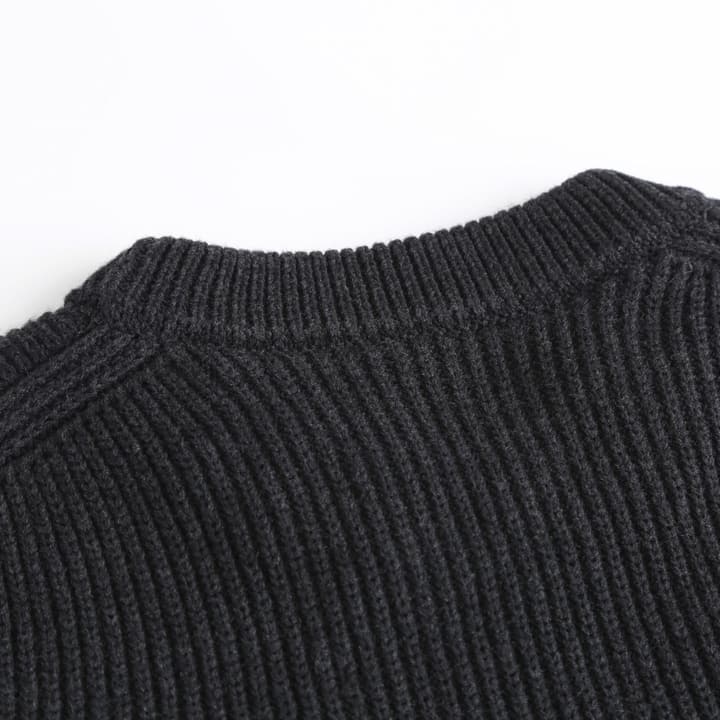 Gucci Wool Cashmere Blend Ribbed Knit Sweater in Dark Heathered Gray Knit
