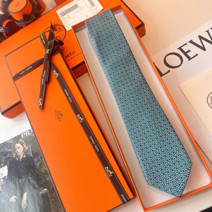 Hermès Men's Silk Tie – New Collection in Blue