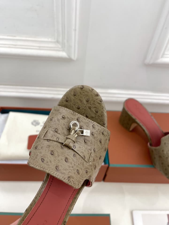 Loro Piana Summer Charms Ostrich Mules – 2025 Spring/Summer Collection in Black