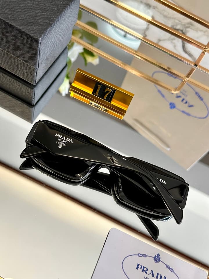 Prada Polarized Acetate Sunglasses in Glossy Black Frontal