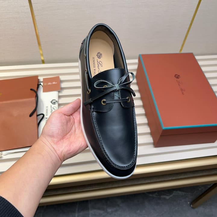 Loro Piana Moccasin Shoes – 2025 Collection in Navy Blue Leather