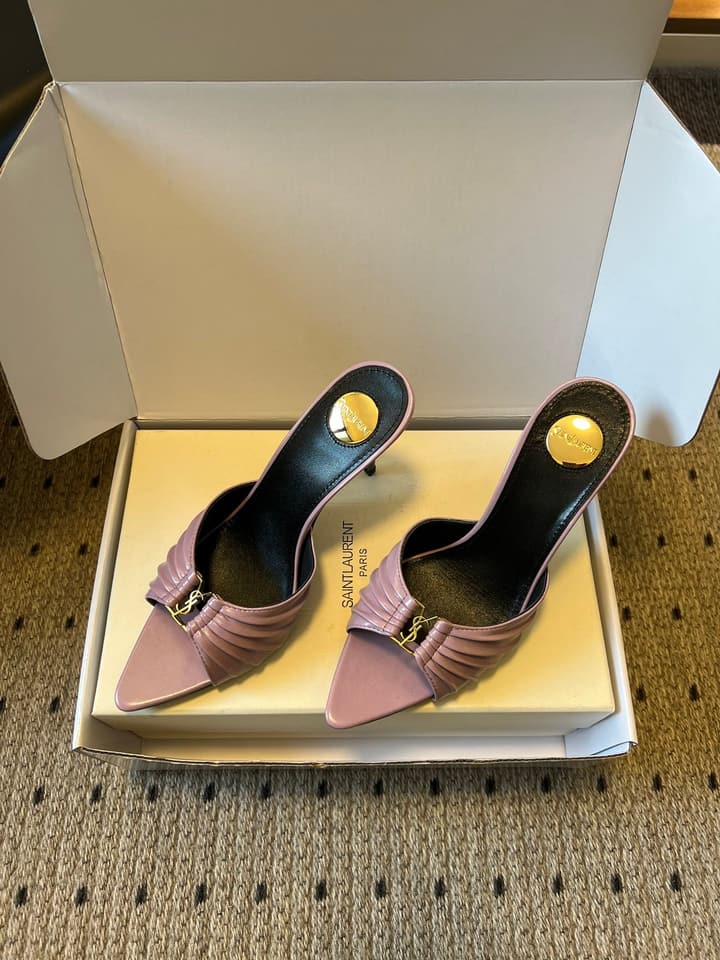 Saint Laurent Ruched Leather Mules – 26SS in Beige