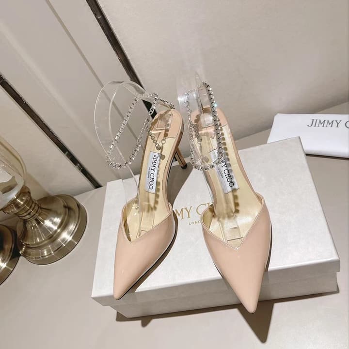 Jimmy Choo Rhinestone and Pearl Embellished Sandals – 2025 Collection in Black Patent