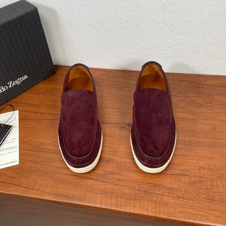 Zegna Men's Suede Leather Slip-On Loafers in Black Suede Loafer