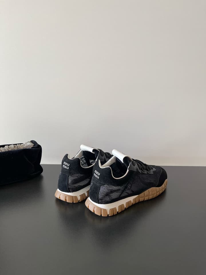 Miu Miu Latest Lace Retro Mary Jane Sneakers in Black