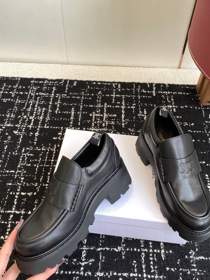 Celine Lisa Platform Loafers – 25SS Autumn/Winter Collection in Brown Suede Velcro