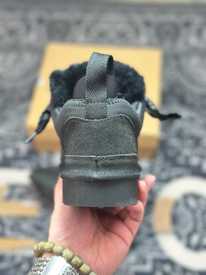 UGG Lowmel Sheepskin Snow Boots in Triple Black Suede