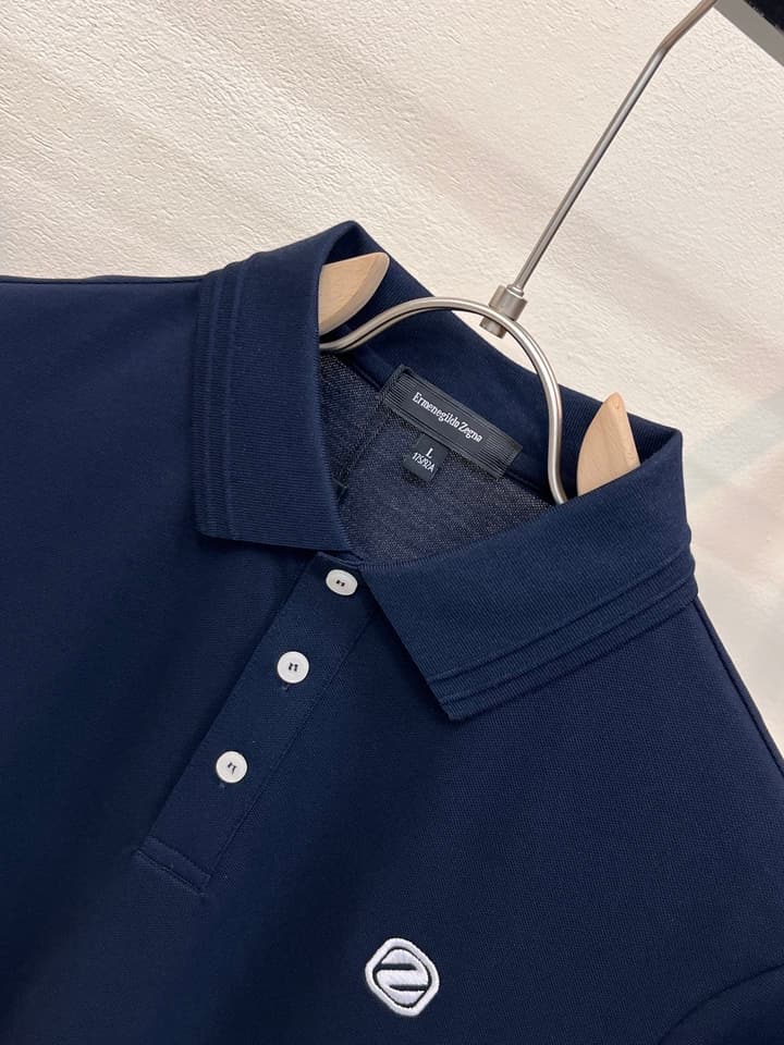 Zegna Embroidered Logo Piqué Cotton Polo Shirt – 2026 Spring/Summer Collection in Navy Blue