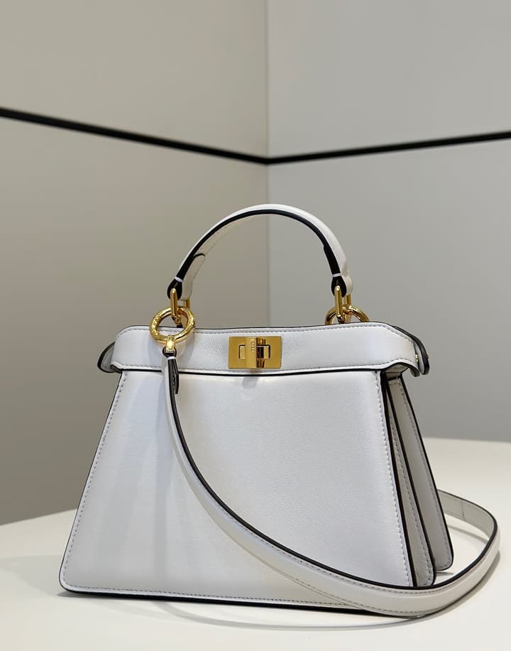 Fendi Peekaboo I See You Petite Handbag in Light Gray With Black Trim