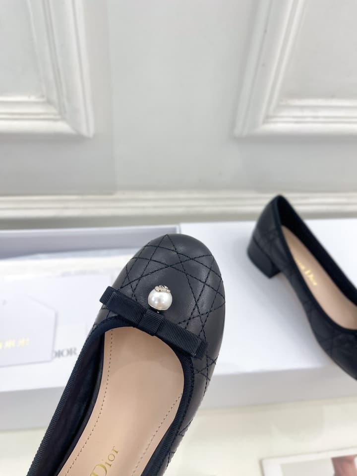 Dior Cannage Pearl Ballet Pumps – 2024 Spring/Summer Collection in Black