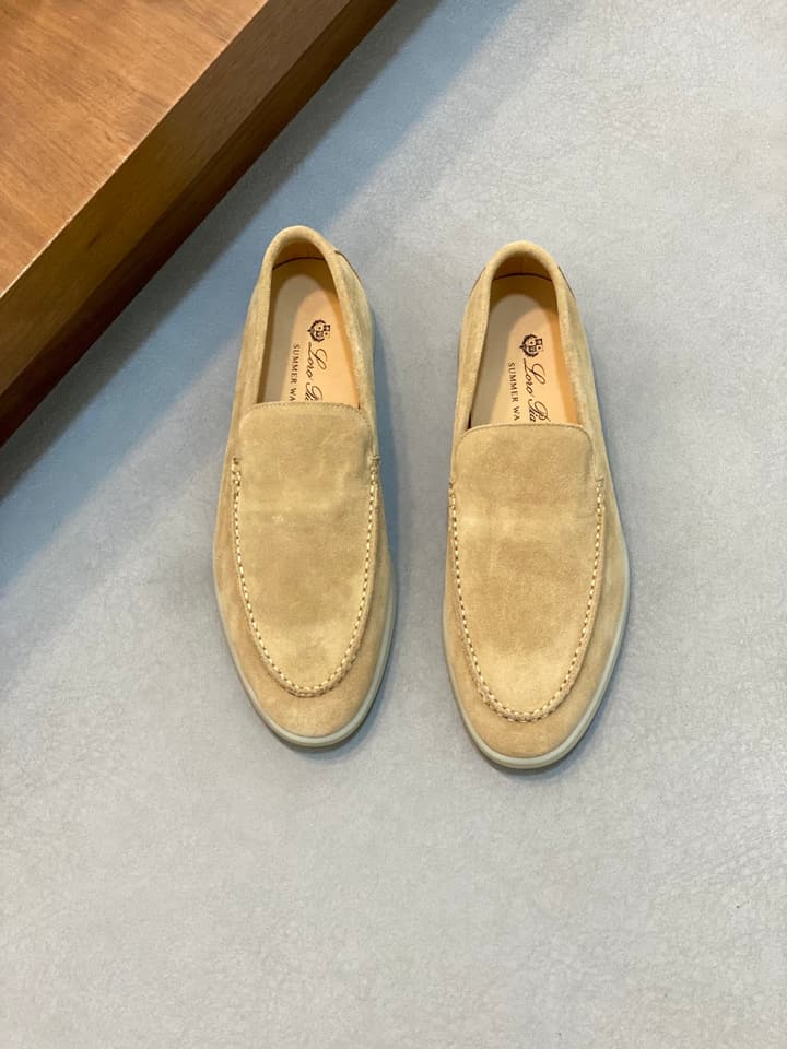 Loro Piana Suede Leather Slip-On Loafers in Black Suede