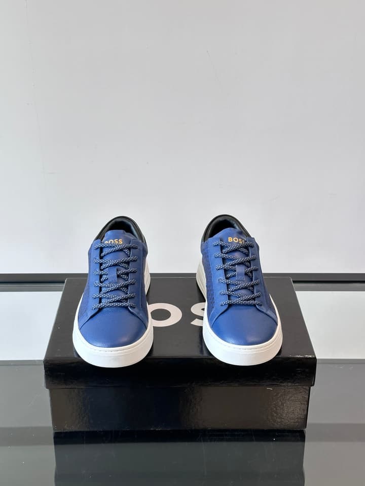 Boss Italian-Made Cupsole Sneakers in Black Patterned