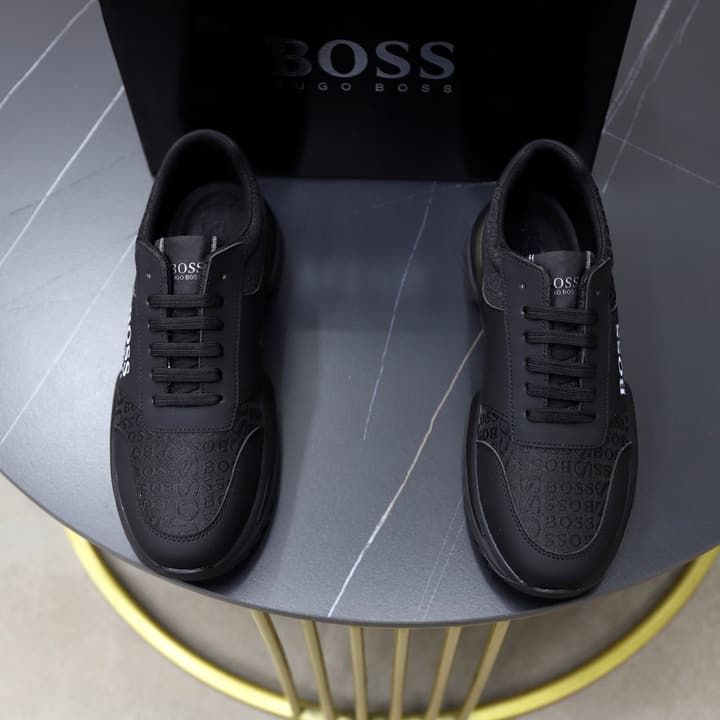 Boss Men's Knit Sport Sneakers in Grey