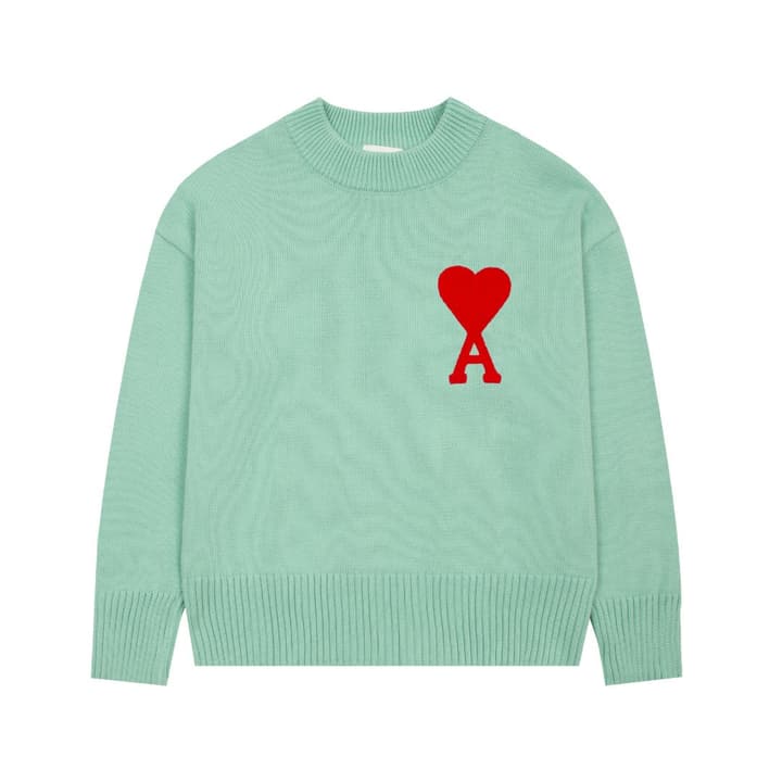 Ami Paris Classic Heart Embroidered Crewneck Sweater in Black