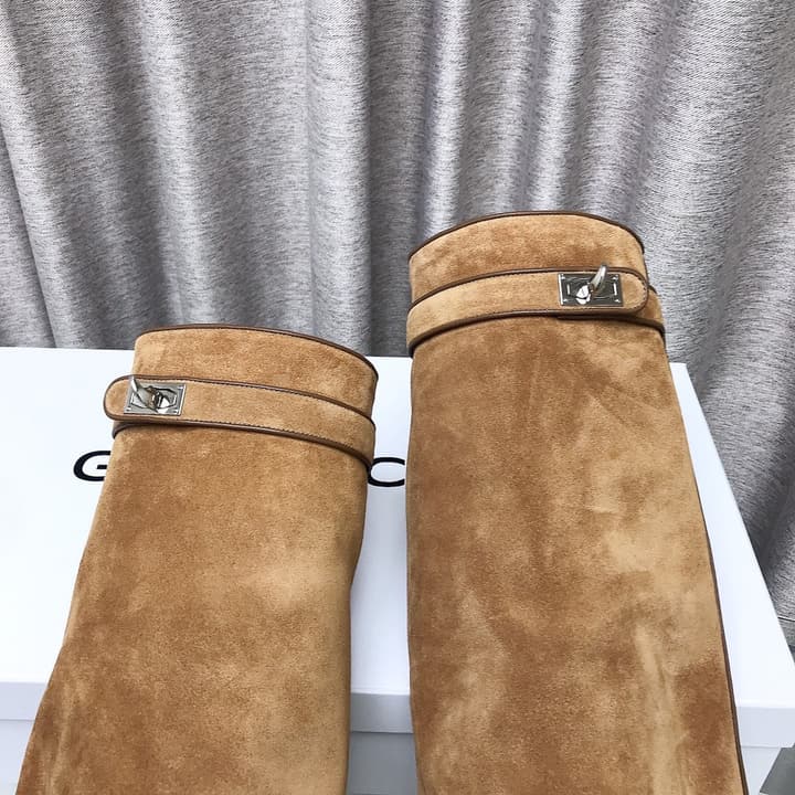 Givenchy Shark Tooth Leather Knee-High Boots in Almond