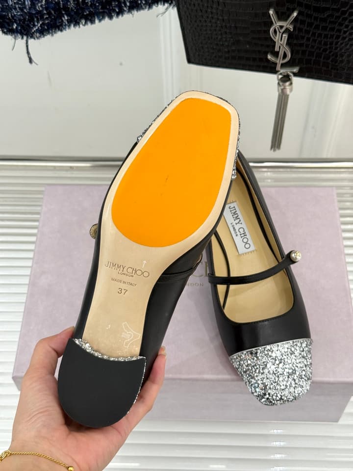 Jimmy Choo Color-block Pearl Mary Jane Heels – 25FW in Black Bow Detail