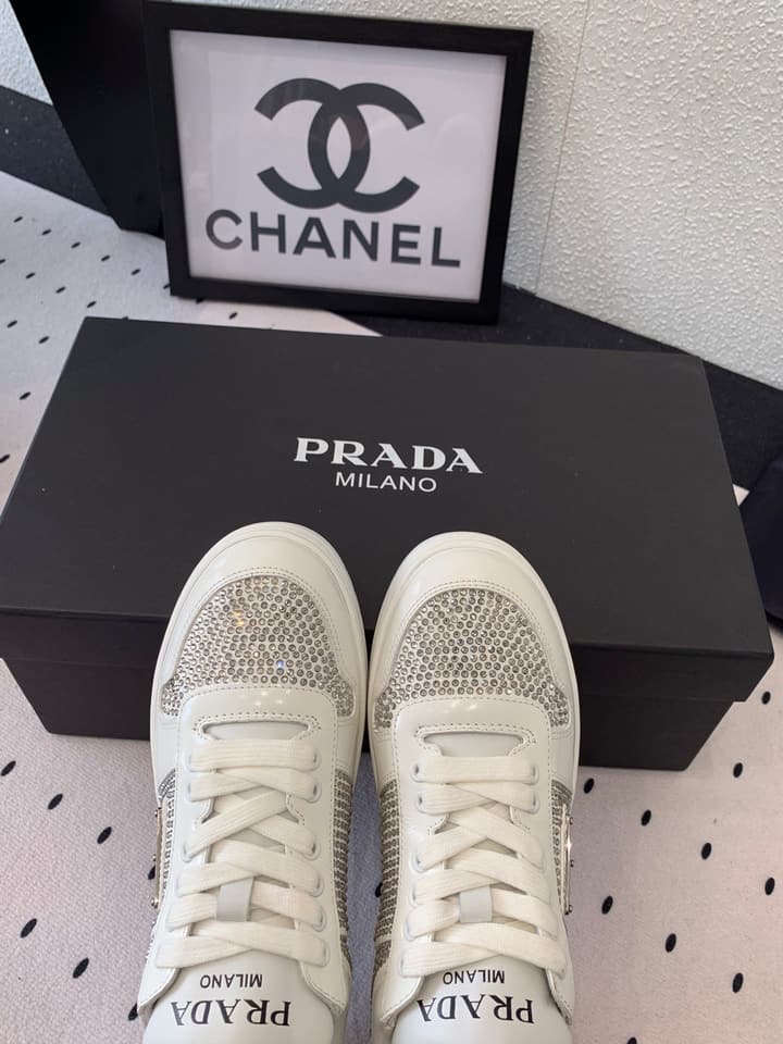 Prada Studded Leather Casual Sneakers