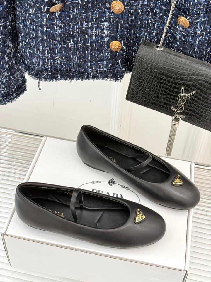 Prada Classic Mary Jane Flats in Cream