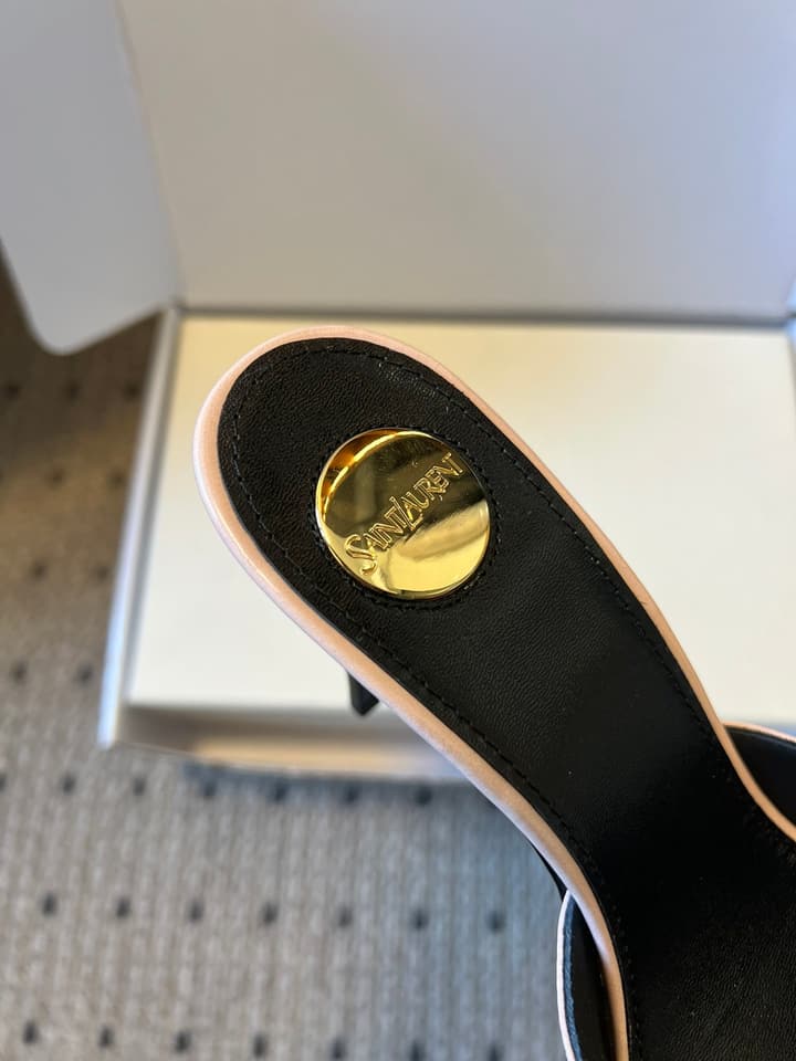 Saint Laurent Ruched Leather Mules – 26SS in Beige