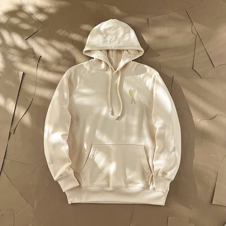 Ami Paris Ami de Coeur Macaron Zip Hoodie in Pastel Pink