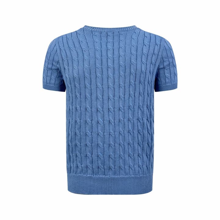 Ralph Lauren Cable-Knit Short-Sleeve Sweater in Glacier Mist Blue