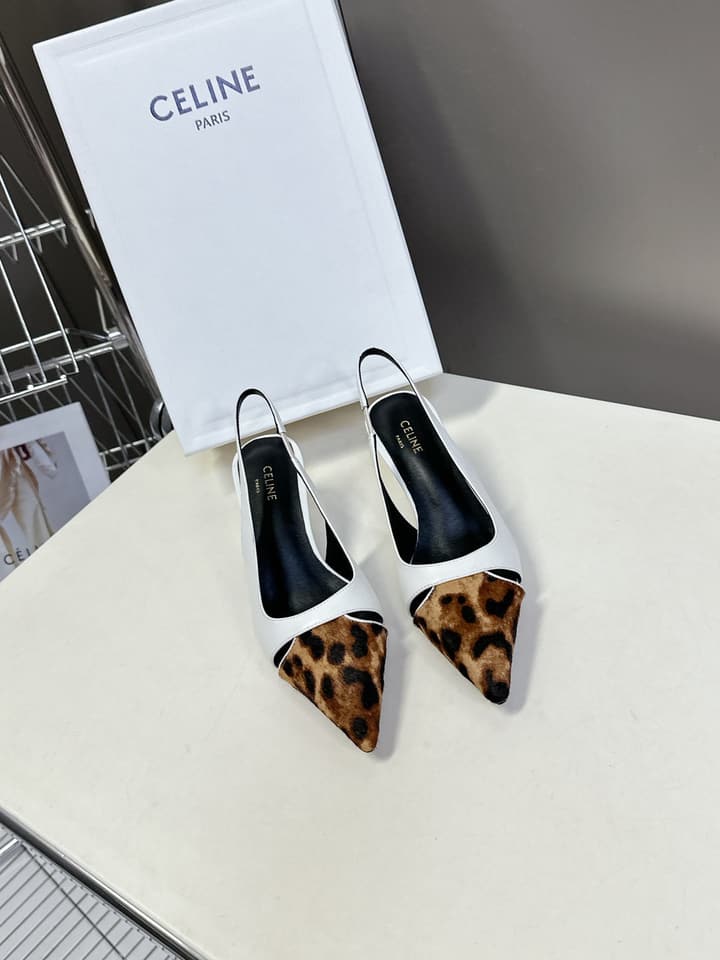 Celine Triomphe Calfskin Heels – Spring/Summer Collection in Dark Leopard Print