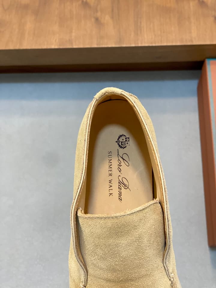 Loro Piana Suede Leather Slip-On Loafers in Camel Tan Suede