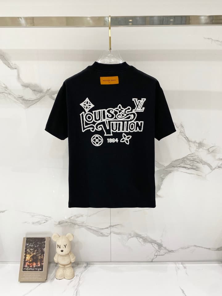 Louis Vuitton 1864 Fringe Logo Cotton T-Shirt in Black