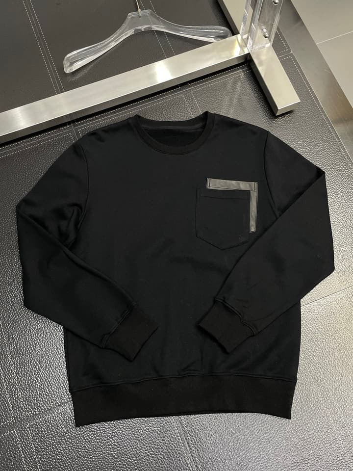 Hermès Men's Premium Casual Sweatshirt in Dark Grey/black With Flap Pocket