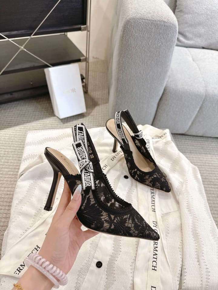 Dior J'Adior Patent Leather Kitten Heel Sandals in Classic Black Smooth Leather