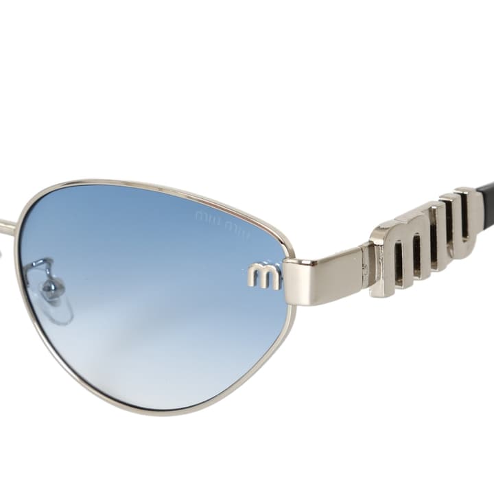 Miu Miu Logo Design Oval Metal Sunglasses in Gold