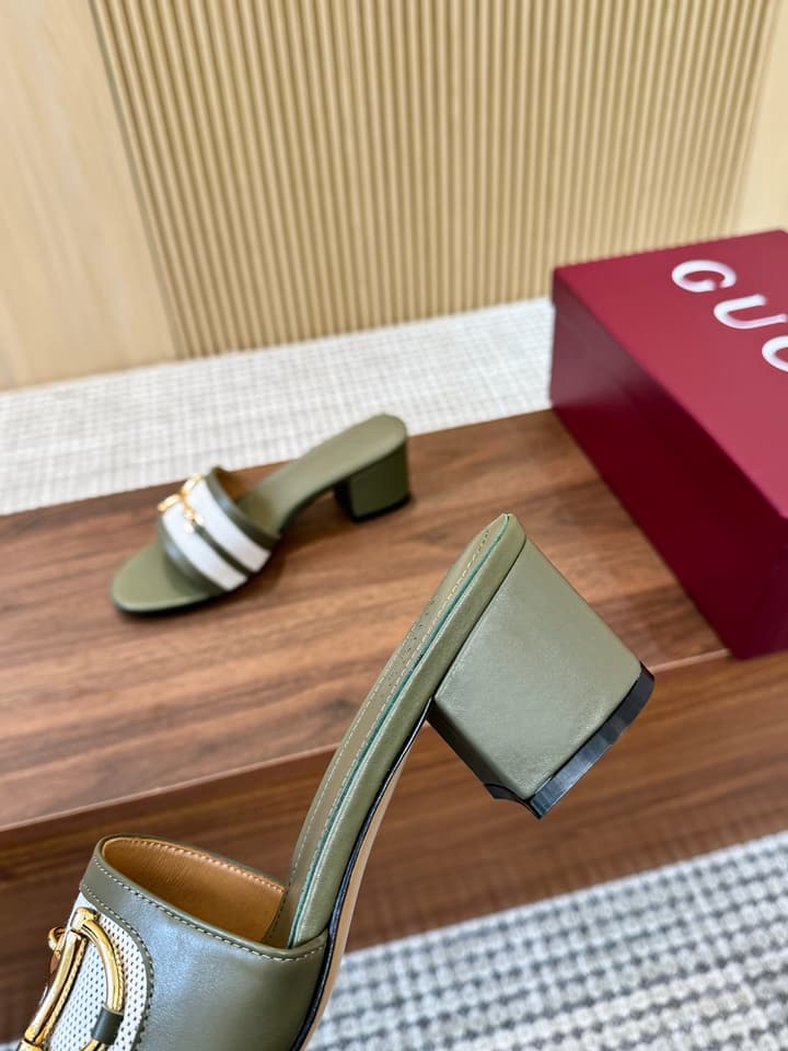 Gucci D-Horsebit Mule Sandals in Brown Gg Canvas