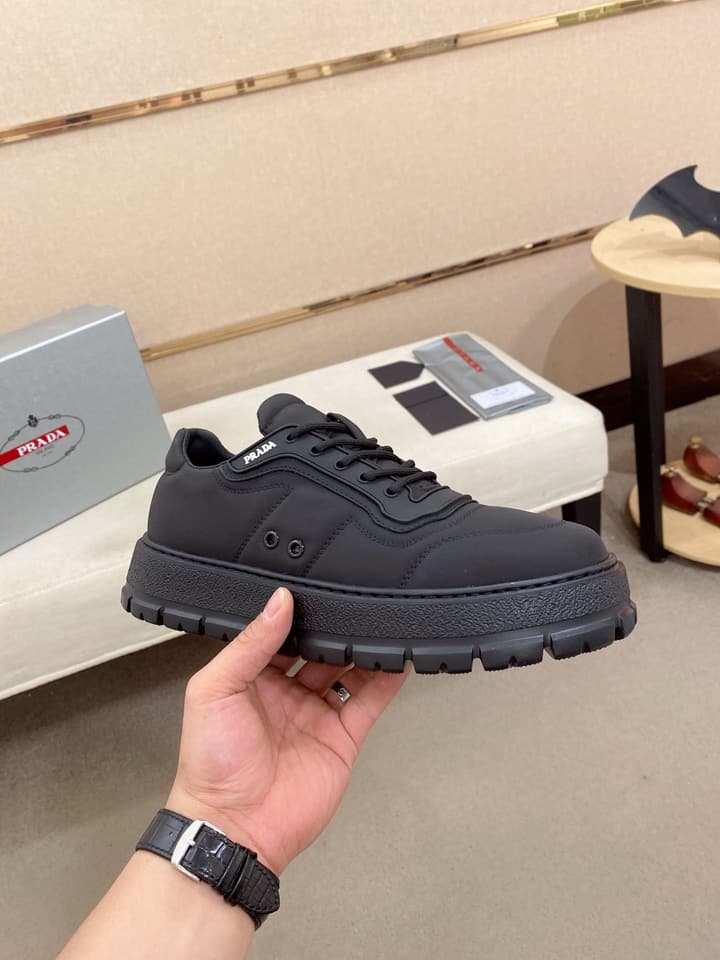 Prada Men's Waterproof Air Cushion Sneakers in Dark Grey